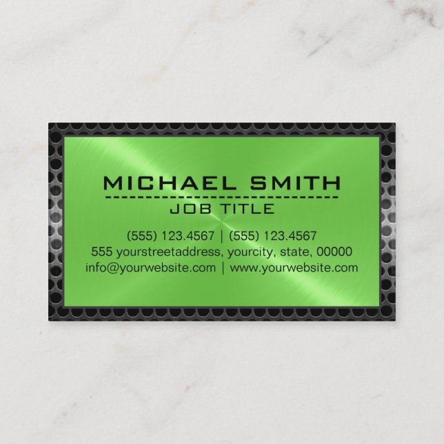 Carte De Visite Bordure métallique en acier inoxydable métal Look  (Dos)