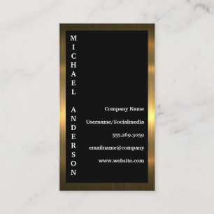 Carte De Visite Bordure métallique or   Arrière - plan noir
