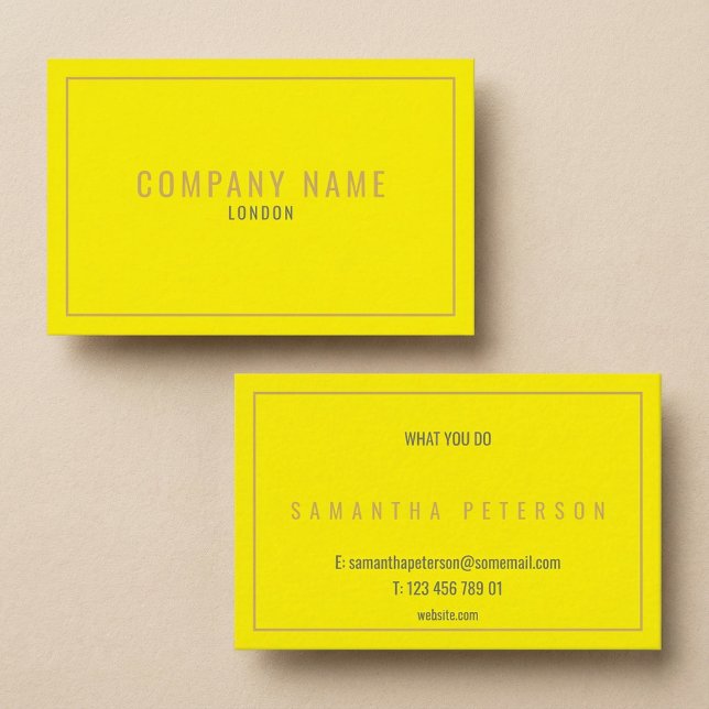 Carte De Visite Bordure mince or néon jaune (Thin gold border neon yellow business card.)