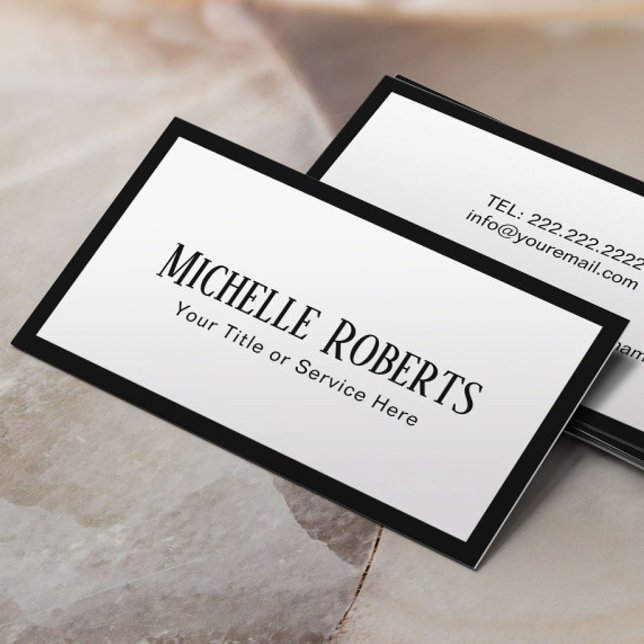 Carte De Visite Bordure noire minimaliste élégante moderne (Créateur téléchargé)