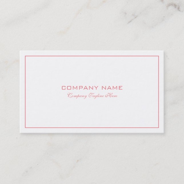 Carte De Visite Bordure rose Tin Simple Et Moderne En Blanc (Devant)