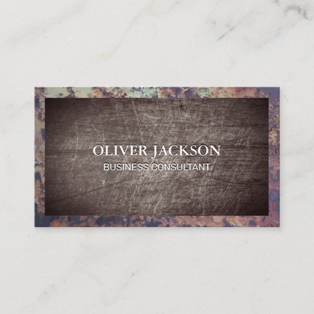 Carte De Visite Bordure rouillée | Grungy Grungy Metal (Devant)