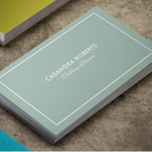 Carte De Visite Bordure simple, moderne, réversible, verte et blan