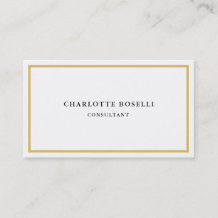 Carte De Visite Bordures couleur or Blanc minimaliste professionne