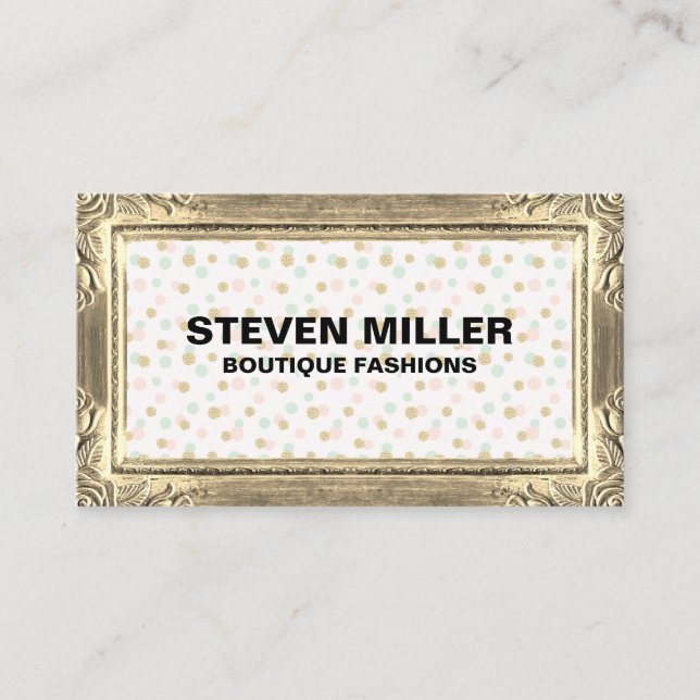 Carte De Visite Bordures de trames d'or | Parties scintillant Chic (Devant)