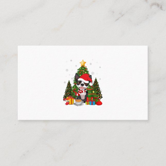Carte De Visite Boston Terrier Chien Noël Est Café-Cadeau Lumière (Devant)