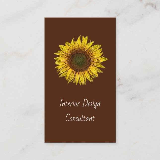 Carte De Visite Botanical Sunflower QR code Designer Rustic (Devant)