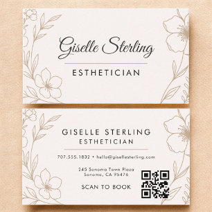 Carte De Visite Botanique Blush QR Code Esthétique Floral