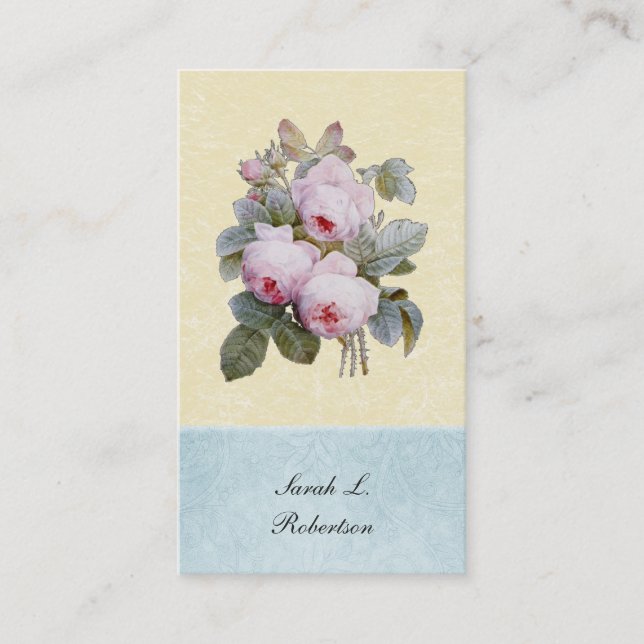 Carte De Visite Botanique de rose de l'anglais personnalisé (Devant)