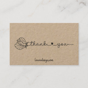 Carte De Visite Botanique Floral Kraft Logo Merci minimal Busi