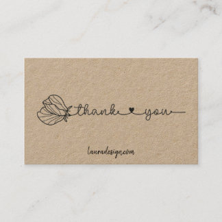 Carte De Visite Botanique Floral Kraft Logo Merci minimal Busi