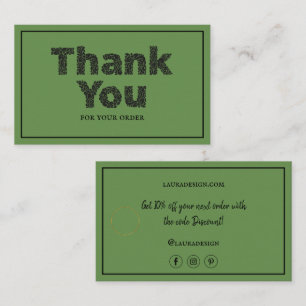 Carte De Visite Botanique Floral Vert Logo Typographie Merci