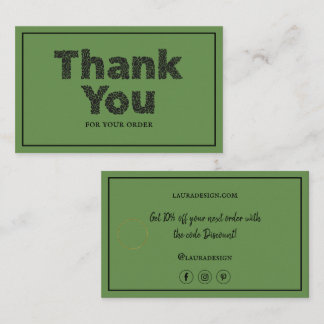 Carte De Visite Botanique Floral Vert Logo Typographie Merci