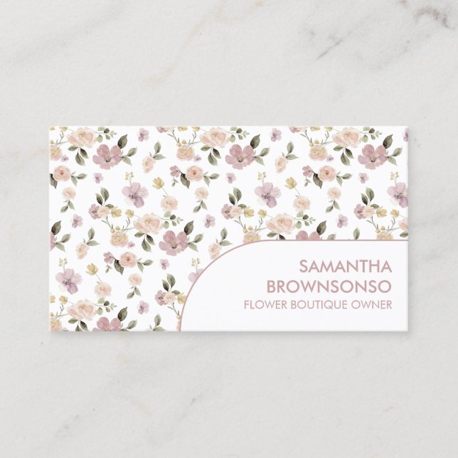 Carte De Visite Botanique simple Motif à fleurs mignonnes (Devant)