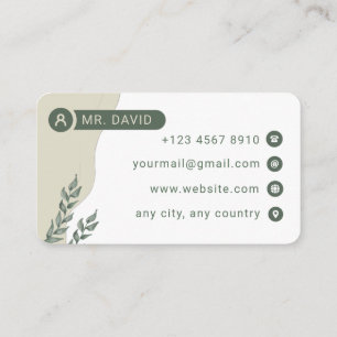Carte de visite botanique verte minimaliste
