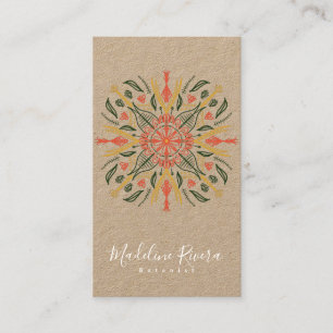 Carte De Visite Botany Florist Green Mandala Designer Kraft