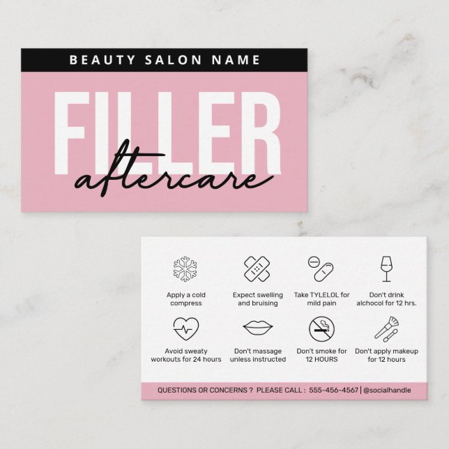 Carte De Visite Botox de remplissage de lèvres - Instructions de p (Devant / Derrière)