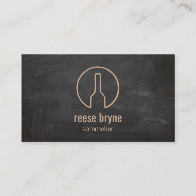 Carte De Visite Botte de vin rustique Logo Sommelier Business (Devant)