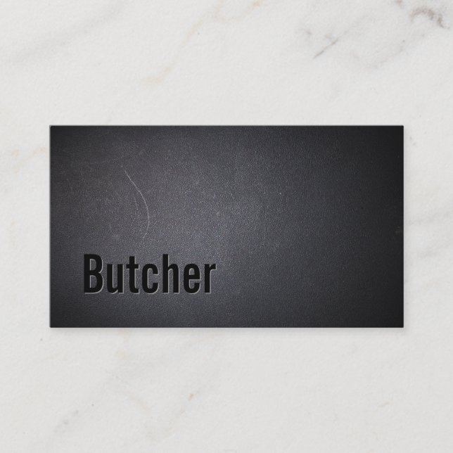 Carte De Visite Boucher Moderne Gras Texte Élégant Sombre Minimali (Devant)