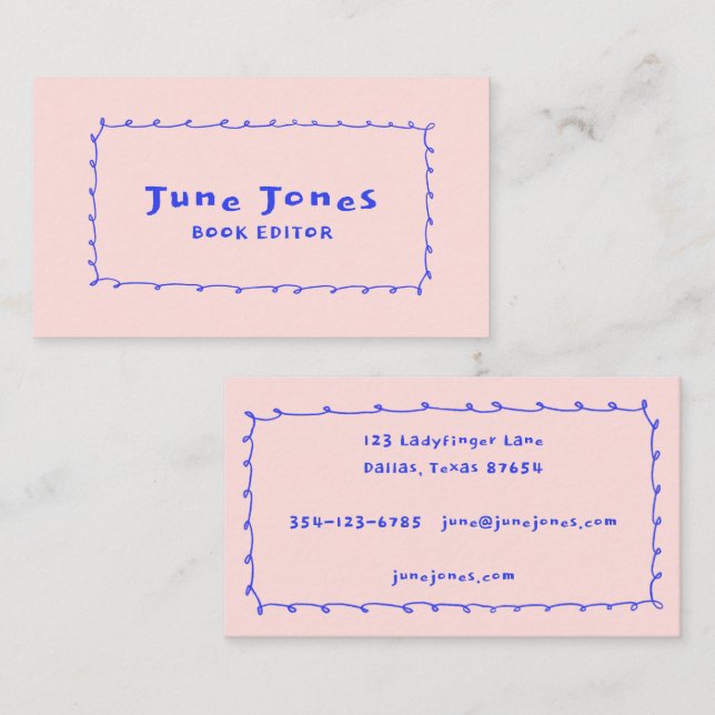 Carte De Visite Boucles de crayon scintillé Doodle fait main Whims (Devant / Derrière)