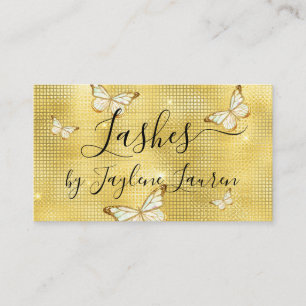 Carte De Visite Boucles de papillons de luxe glam jaune tendance