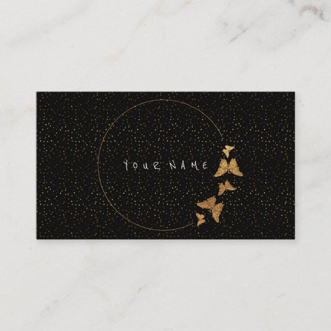 Carte De Visite Boucles d'or Parties scintillant Papillon Confetti (Devant)