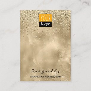 Carte De Visite Boucles d'oreille Afficher Champagne Gold Faux Foi