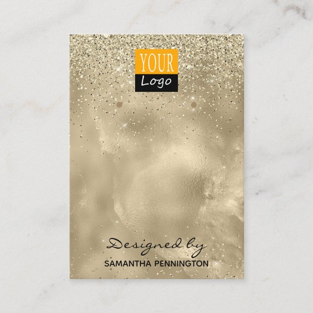 Carte De Visite Boucles d'oreille Afficher Champagne Gold Faux Foi (Devant)