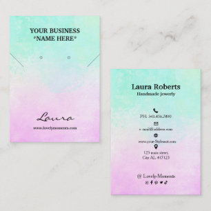 Carte De Visite Boucles d'oreille rose et bleu Aqua