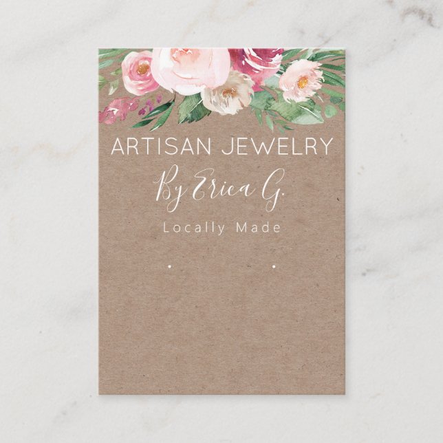 Carte De Visite Boucles d'oreilles artisanales en Kraft Floral (Devant)