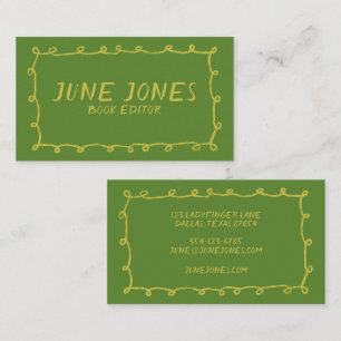 Carte De Visite Boucles faites main Doodle Whimsical Inky Brushstr