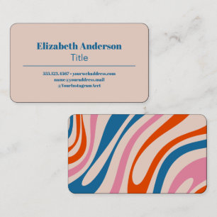 Carte De Visite Boucles Wavy Retro Motif Abstrait moderne avec ros