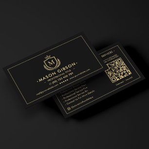 Carte De Visite Bouclier de monogramme élégant professionnel Couro