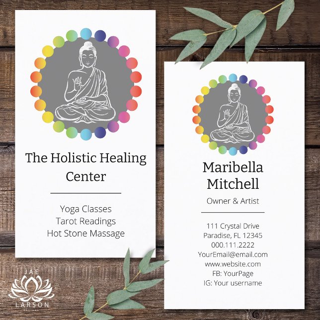 Carte De Visite Bouddha Arc-en-ciel Chakras Yoga métaphysique spir (Créateur téléchargé)