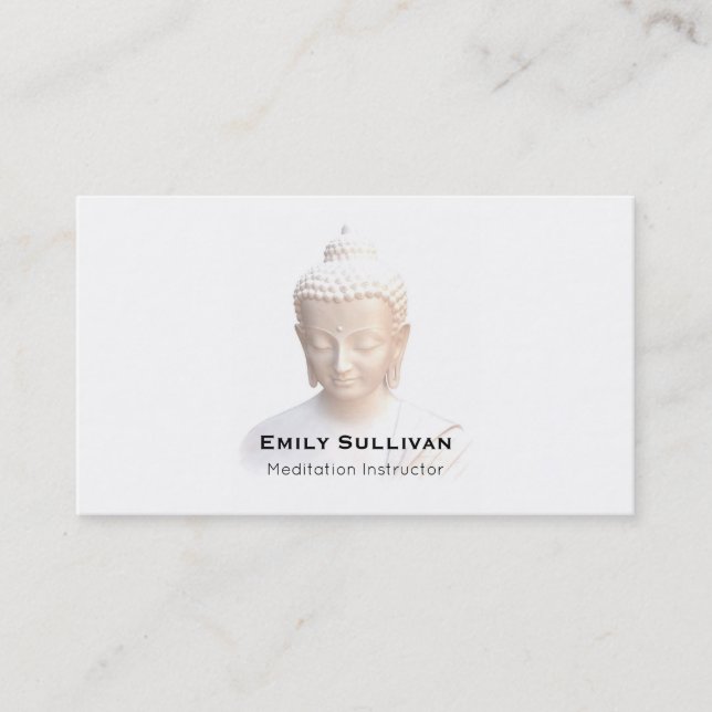 Carte De Visite Bouddha en blanc | Sérénité Méditative Et Calme (Devant)