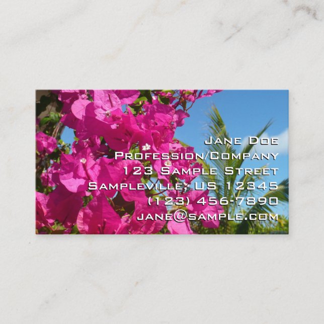 Carte De Visite Bougainvilliers et palmiers paysage tropical (Devant)