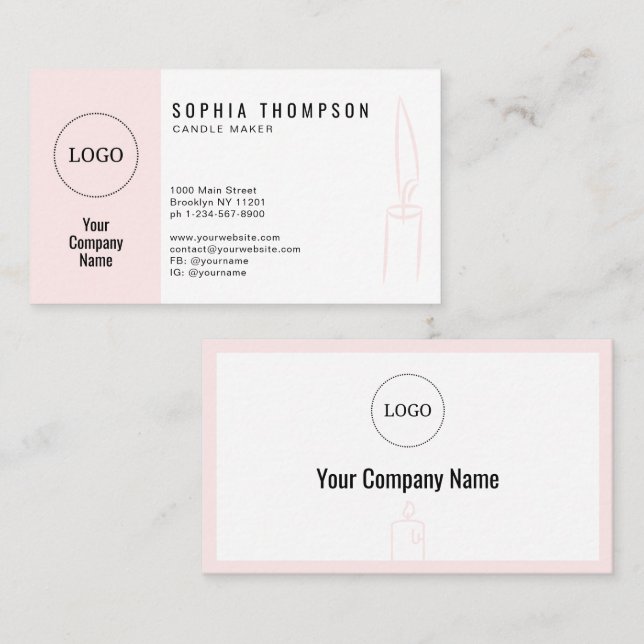 Carte De Visite Bougie De Logo Personnalisée Simple Et Moderne (Devant / Derrière)