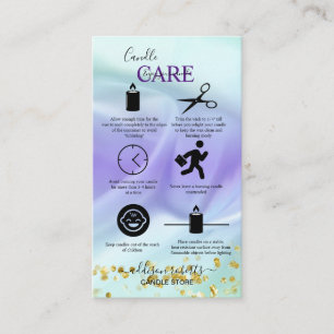Carte De Visite Bougie verte et violette Parties scintillant
