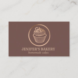 Carte De Visite Bouilloire rose cannelle en feuille d'or cupcake b