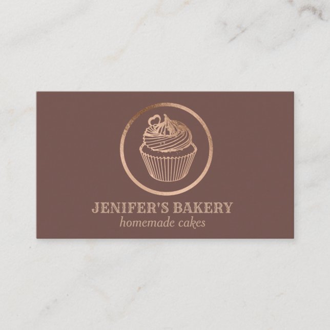 Carte De Visite Bouilloire rose cannelle en feuille d'or cupcake b (Devant)