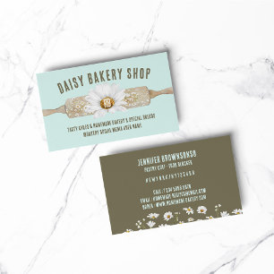 Carte De Visite Boulangerie à fleurs de style rustique vert