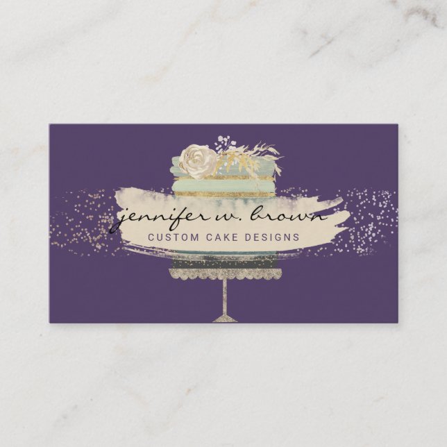 Carte De Visite Boulangerie Arrière - plan violette Gâteau Mariage (Devant)
