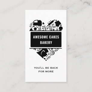 Carte De Visite Boulangerie Boulangère Noire Blanc Gâteaux Biscuit