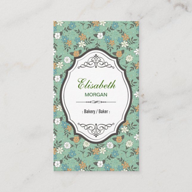 Carte De Visite Boulangerie / Boulangerie - Elégante florale Vinta (Devant)