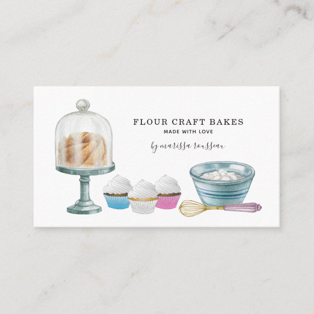 Carte De Visite boulangerie boulangerie pâtisserie Chef Aquarelle (Devant)