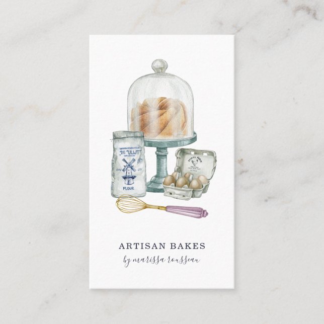 Carte De Visite boulangerie boulangerie pâtisserie Chef Aquarelle  (Devant)