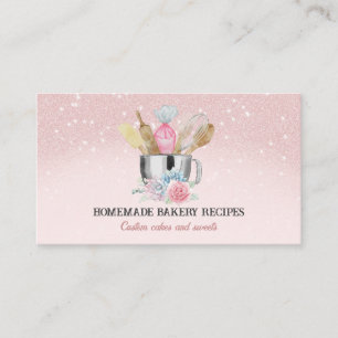 Carte De Visite Boulangerie brillante rose illustrée