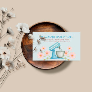 Carte De Visite Boulangerie Cafés Cake Flower Blue