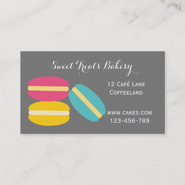 Carte De Visite Boulangerie cake mignonne macaron à la française (Devant)