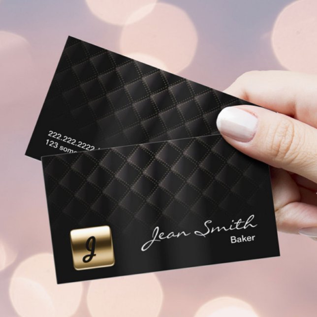 Carte De Visite Boulangerie Chef pâtisserie de luxe Black & Gold (Créateur téléchargé)